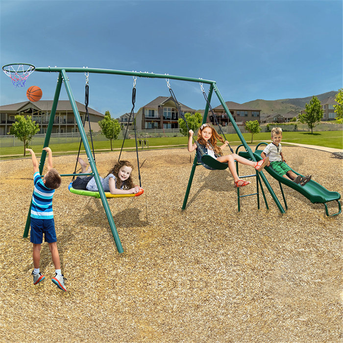 Klo Kick 440Lbs Swing Set With Heavy Duty AFrame Metal Swing Stand